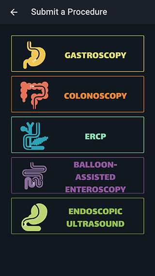 App Screenshot #2 Procedure type selection