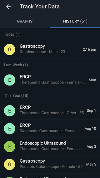 App Screenshot #6 Procedure history